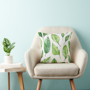 Mooie print met delicate groene bladeren kussen