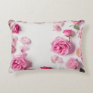 Mooie print met delicate roze bloemen rozen accent kussen