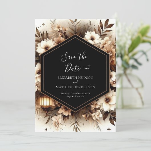 Mooie printbare rustieke trouw  save the date (Staand voorkant)