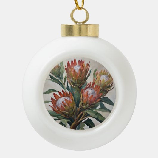 Mooie Protea Bloemen uit Zuid-Afrika Keramische Bal Ornament (Voorkant)