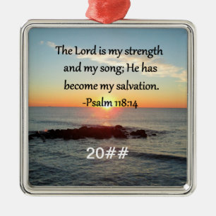 Mooie Psalm 118:14 Zonsopgang Foto Design Metalen Ornament