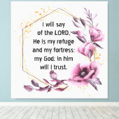 Mooie Psalm 91 Bloemen Canvas Print (Insitu (Houten vloer))