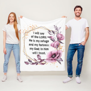 Mooie psalm 91 Floral Fleece Blanket Deken