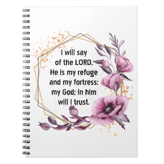 Mooie Psalm 91 Floral notebook Notitieboek (Voorkant)