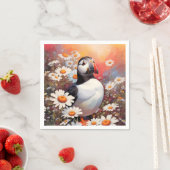 Mooie Puffin in Daisy Field Servet (Insitu)