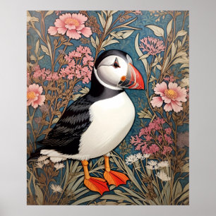 Mooie Puffin William Morris Geïnspireerd Poster