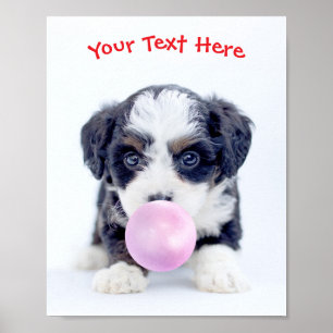 Mooie Puppy, Bubble Gum Bel, Naam of Bericht Poster
