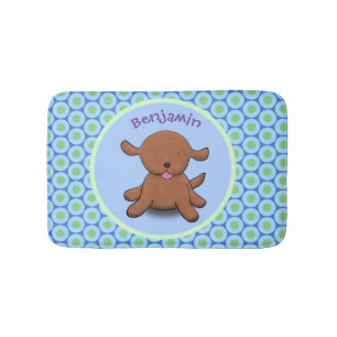 Mooie puppy dog blauwe cartoon illustratie badmat