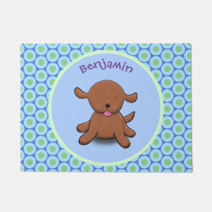 Mooie puppy dog blauwe cartoon illustratie deurmat