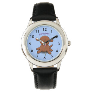 Mooie puppy dog blauwe cartoon illustratie horloge
