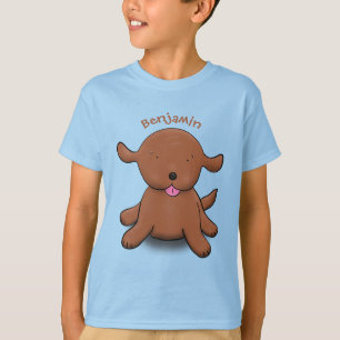 Mooie puppy dog blauwe cartoon illustratie t-shirt