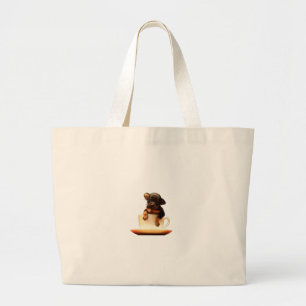 Mooie Puppy Koffie Boodschappentas Schattige Hon Grote Tote Bag