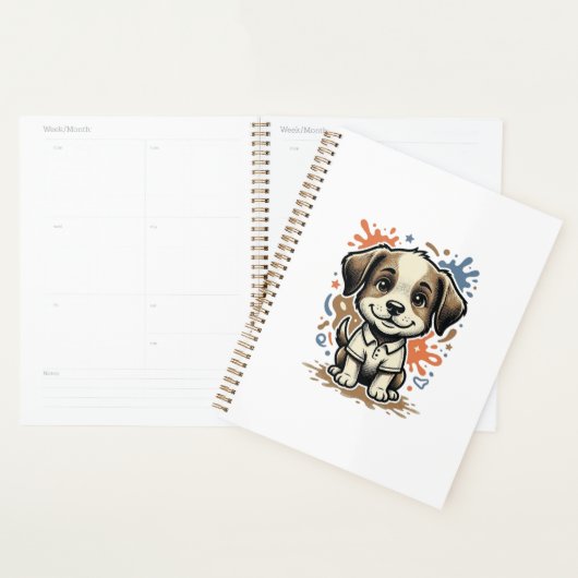 Mooie Puppy Spat Gravure Vectorontwerp_1 Planner (Display)
