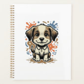 Mooie Puppy Spat Gravure Vectorontwerp_1 Planner (Voorkant)