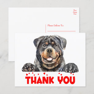 Mooie Puppy Waterverf Rottweiler Dank Je Wel Briefkaart