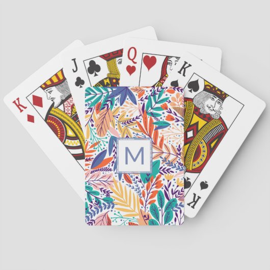 Mooie Purperen Maagdenpalm Monogram Lentebloemen Pokerkaarten (Achterkant)