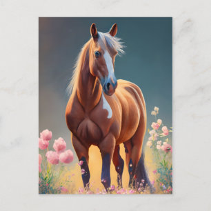 Mooie Quarter Horse met bloemen Naam Briefkaart