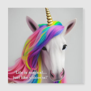 Mooie Rainbow Hair Unicorn Quote Magnetic Card