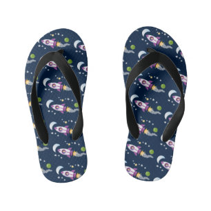 Mooie raket in de ruimte cartoon illustratie kinder teenslippers