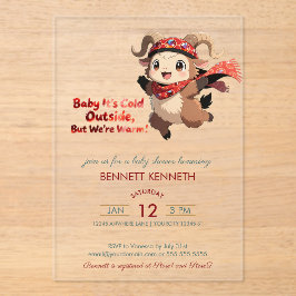 Mooie Ram Winter Baby Shower Uitnodiging Acryl Uitnodigingen