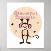 Mooie ramp Kawaii Funny Monkey Pink Brown Poster (Voorkant)
