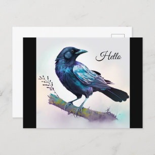 Mooie Raven op een boomtak Briefkaart