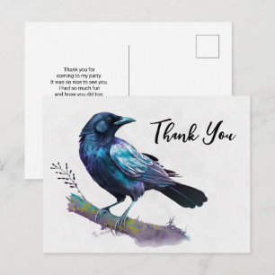 Mooie Raven op een boomtak Dank u Briefkaart