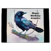 Mooie Raven op een boomtak Verjaardag Groot Cadeauzakje (Voorkant)