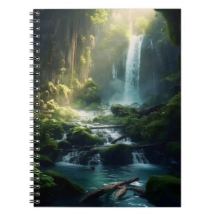 Mooie realistische magische bos waterval notitieboek