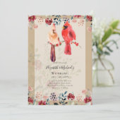Mooie RED CARDINAL Birds Weddenschap Kaart (Staand voorkant)