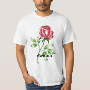Mooie Red Rose bruidegom aangepaste bruiloft t-shi T-shirt
