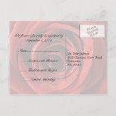 Mooie Red Rose bruiloft RSVP - Zwart Uitnodiging Briefkaart (Achterkant)