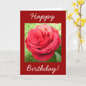 Mooie Red Rose Happy Birthday Kaart (Gele Bloem)