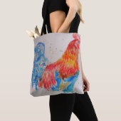 Mooie Red Waterverf Rooster Canvas tas (Dichtbij)