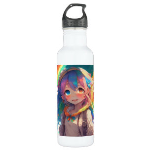 Mooie Regenboog Anime Meisje Waterfles