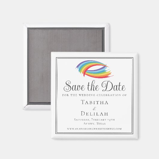 Mooie regenboog bruiloft golven Save the Date Magneet (Voorkant / Achterkant)