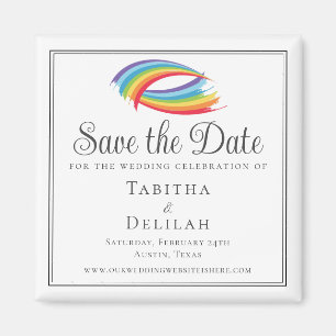 Mooie regenboog bruiloft golven Save the Date Magneet
