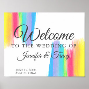 Mooie Regenboog Bruiloft Kleurrijke Custom Welkom Poster