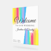 Mooie Regenboog Custom Welkom op onze bruiloft Acryl Bord (Hoek)