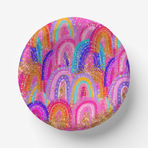 Mooie Regenboog Gouden Glitters Papieren Kommen