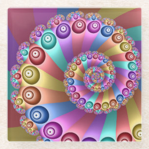 Mooie Regenboog Kleuren Abstracte Fractal Art Glazen Onderzetter