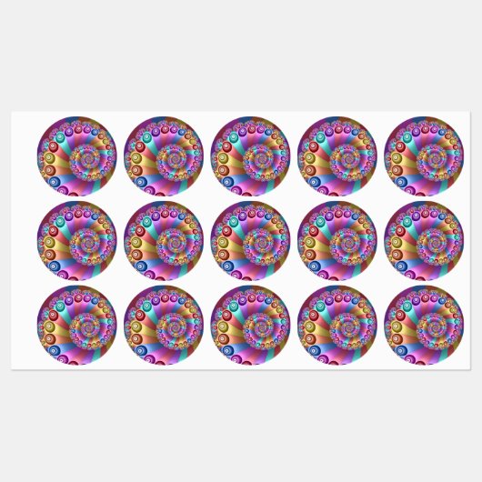 Mooie Regenboog Kleuren Abstracte Fractal Art Labels (Vel)