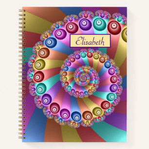 Mooie Regenboog Kleuren Abstracte Fractal Art Naam Notitieboek