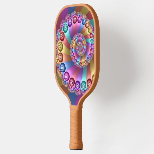 Mooie Regenboog Kleuren Abstracte Fractal Art Pickleball Paddle (Links)