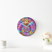 Mooie Regenboog Kleuren Abstracte Fractal Art Ronde Klok (Huis)