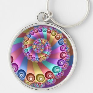 Mooie Regenboog Kleuren Abstracte Fractal Art Sleutelhanger