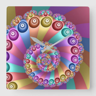 Mooie Regenboog Kleuren Abstracte Fractal Art Vierkante Klok