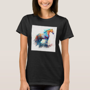Mooie Regenboog Paard Verfspatten Illustratie Kleu T-shirt
