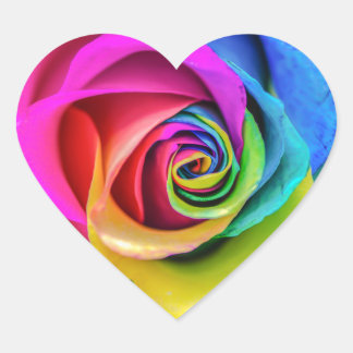 Mooie Regenboog Roos Bloem Hart Sticker