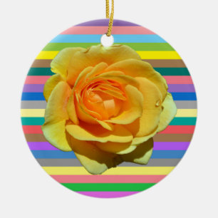 Mooie regenboog roos keramisch ornament